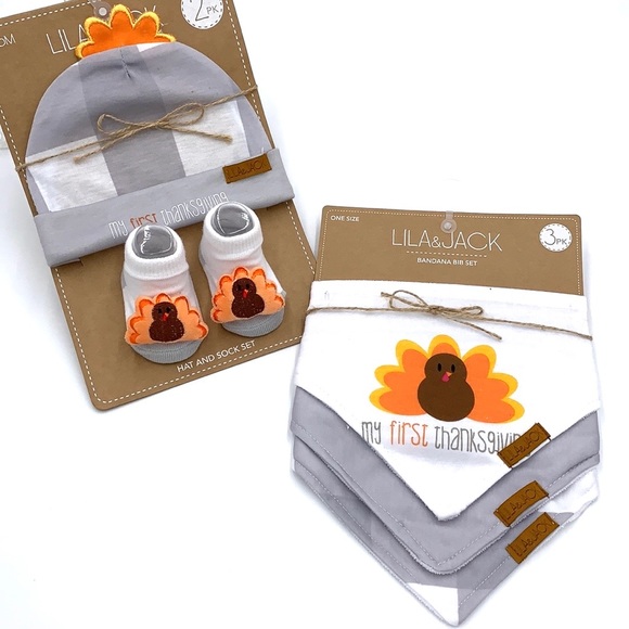 Lila & Jack My First Thanksgiving Set - Hat, Socks, and Bandana Bib Bundle - Picture 10 of 10
